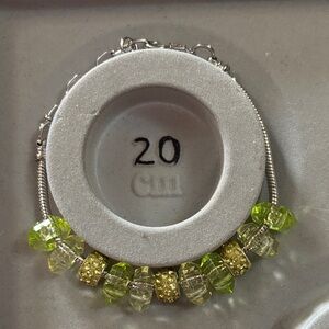 Handmade Elegant Silver and Green Beaded Bracelet